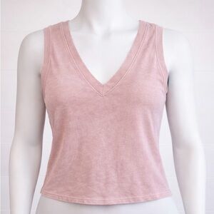 We The Free V Neck Cropped Tank Size Small Heathered Pink Free People
